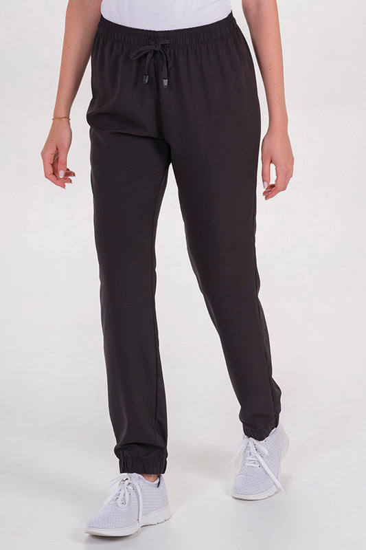 8097786 - Pantalón goma tobillo microfibra elástica negra