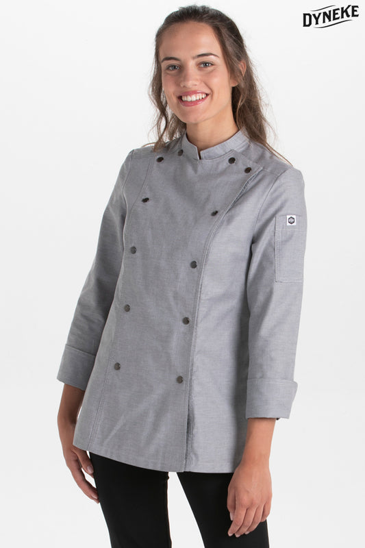 8448844 - Chaqueta cocinera corchetes gris rejilla