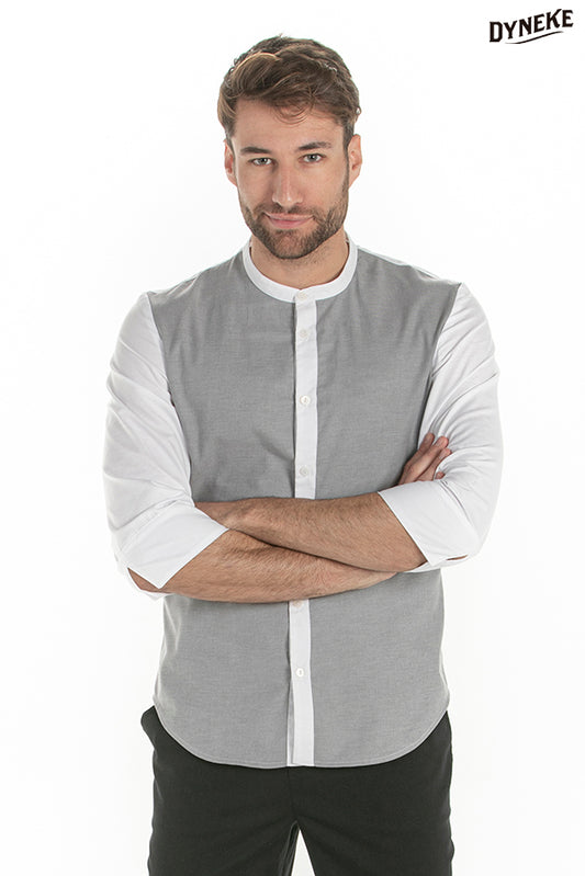 8451844 - Camisa chico manga 3/4 combinado gris