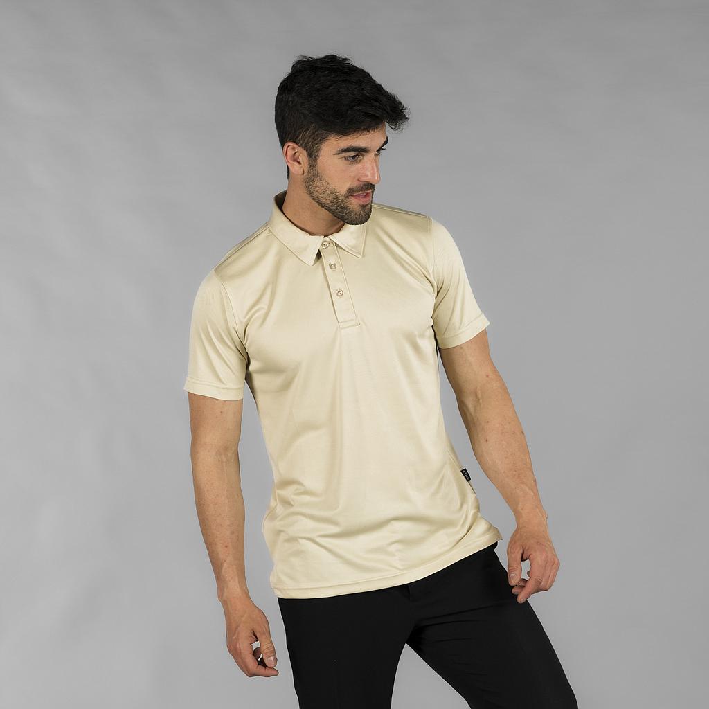 850001-110 - POLO HOMBRE INTERLOCK "REDLINE" BEIGE