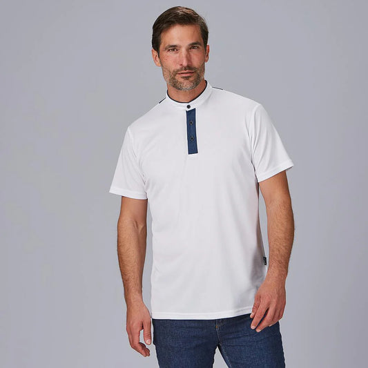 852600-101 - POLO HOMBRE CUELLO MAO TEJANO BLANCO