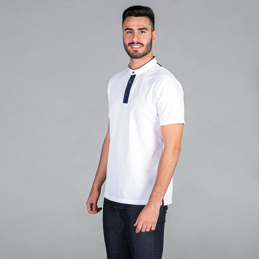 852600-101 - POLO HOMBRE CUELLO MAO TEJANO "REDLINE" BLANCO