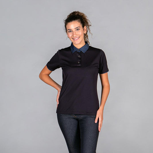 852900-001 - POLO MUJER CUELLO CAMISERO TEJANO "REDLINE" NEGRO