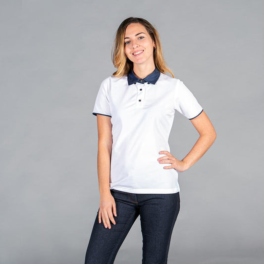 852900-101 - POLO MUJER CUELLO CAMISERO TEJANO "REDLINE" BLANCO