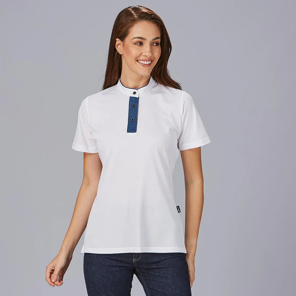 853100-101 - POLO MUJER CUELLO MAO TEJANO BLANCO