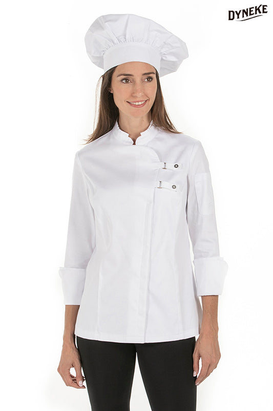 8557700 - Chaqueta cocinera hebillas blanca