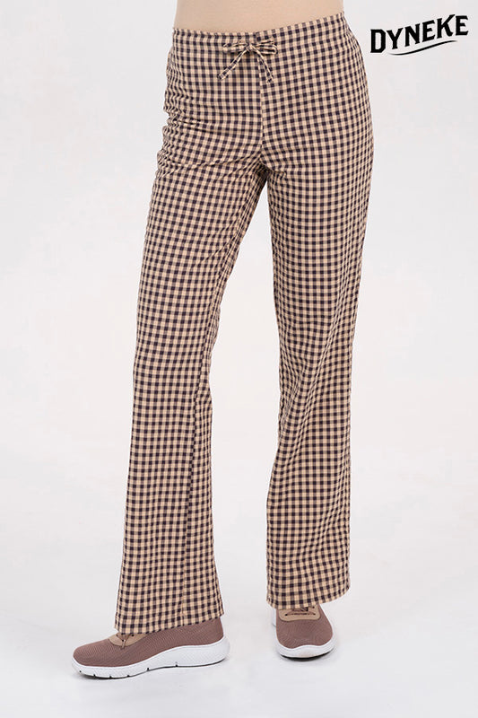 8584970 - PANTALÓN CUADRO MARRÓN ACAMPANADO