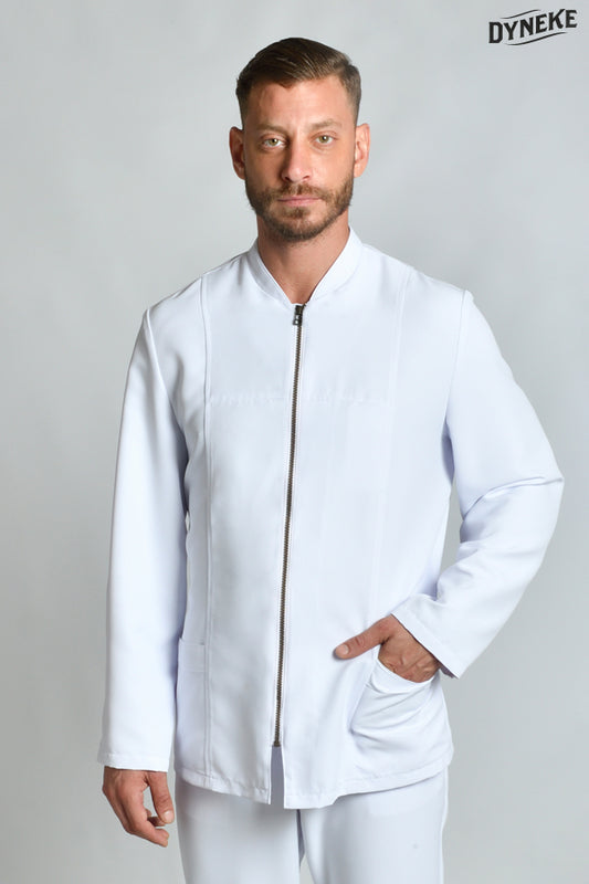 8819570 - Chaqueta de hombre blanca con cremallera dorada