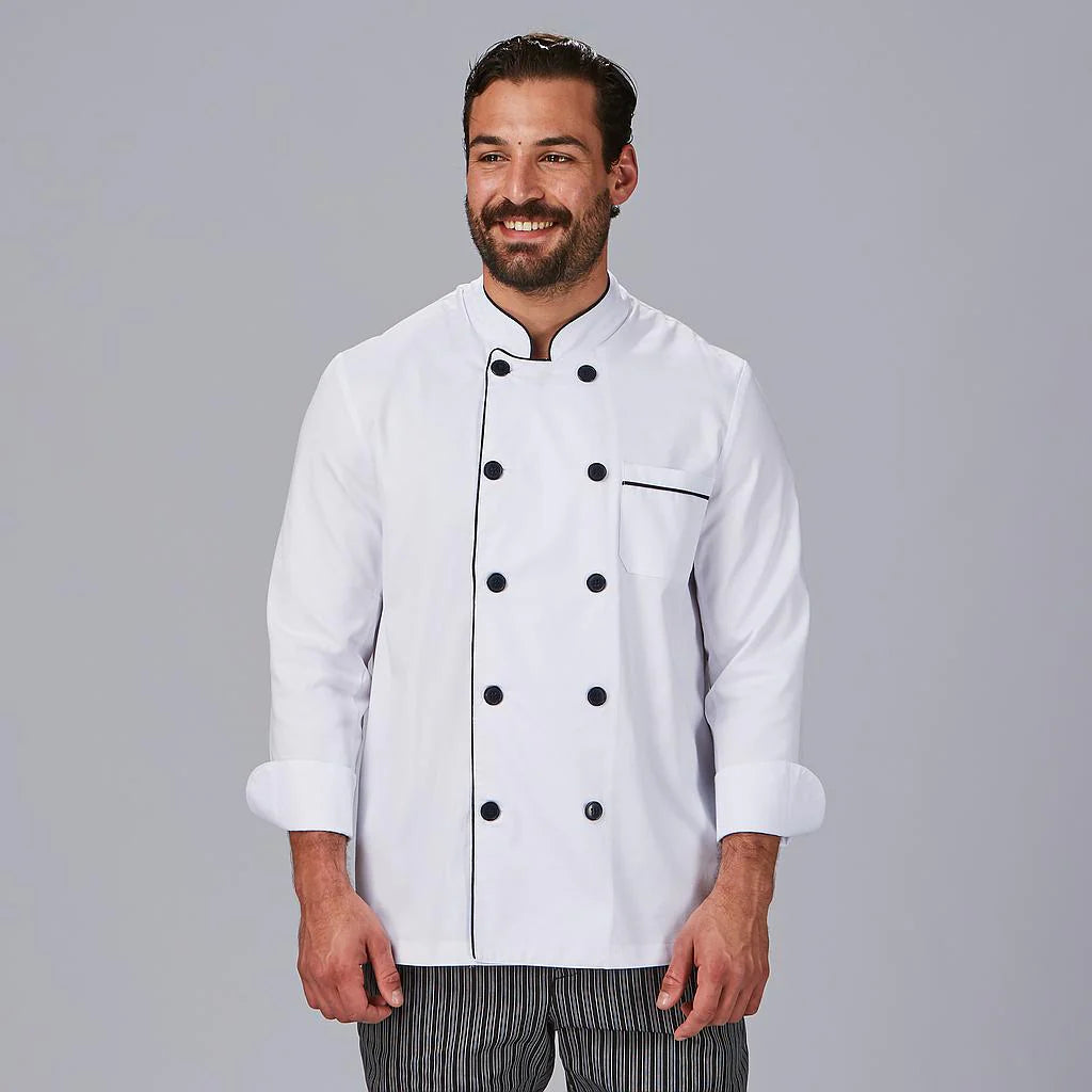 912000-001 - CHAQUETA COCINA UNISEX COMBI VIVO COLORES M/L NEGRO