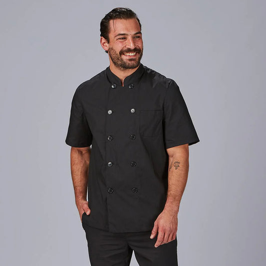 917A00-001 - CHAQUETA COCINA UNISEX POPELIN FINO NEGRO M/C