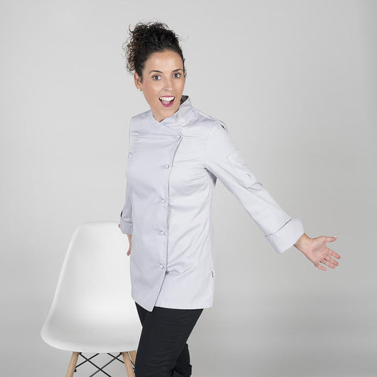 919100-117 - CHAQUETA COCINA MUJER CATANIA GRIS PERLA