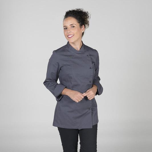 919100-139 - CHAQUETA COCINA MUJER CATANIA GRIS MARENGO