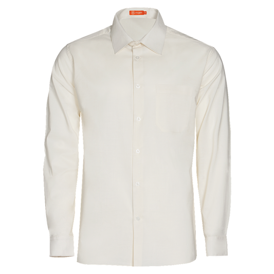 920144-34 - CAMISA HOMBRE CUELLO CAMISERO MANGA LARGA FLORIDA CREMA