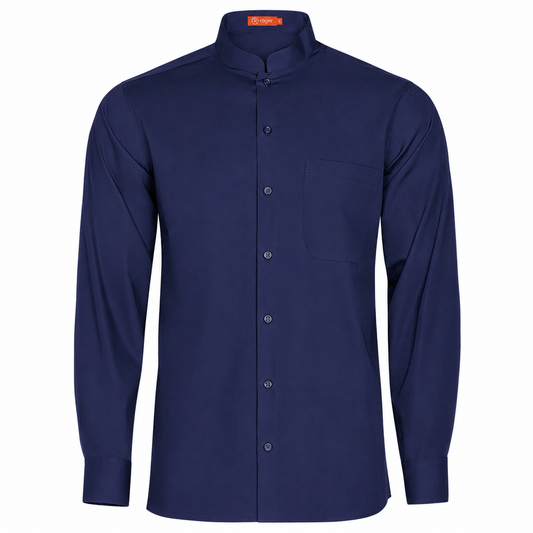 921138-04 - CAMISA HOMBRE CUELLO MAO MANGA LARGA NOBRE MARINO