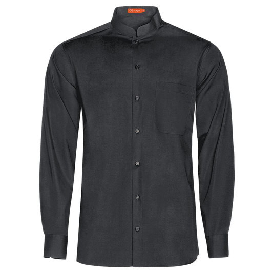 921138-07 - CAMISA HOMBRE CUELLO MAO MANGA LARGA NOBRE NEGRO