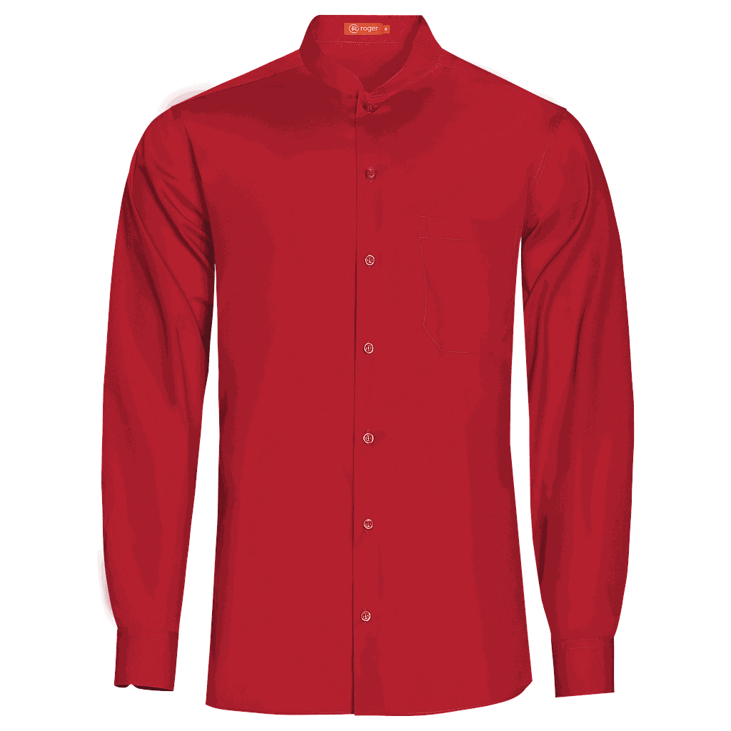 921138-09 - CAMISA HOMBRE CUELLO MAO MANGA LARGA NOBRE GRANATE
