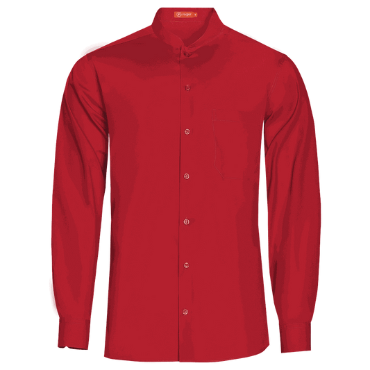 921138-09 - CAMISA HOMBRE CUELLO MAO MANGA LARGA NOBRE GRANATE