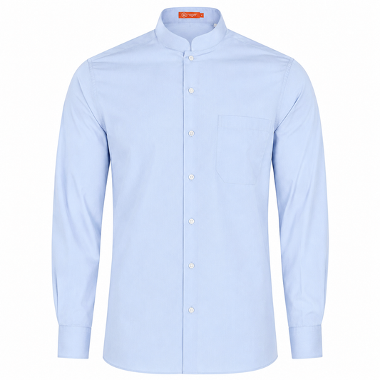921138-19 - CAMISA HOMBRE CUELLO MAO MANGA LARGA NOBRE CELESTE