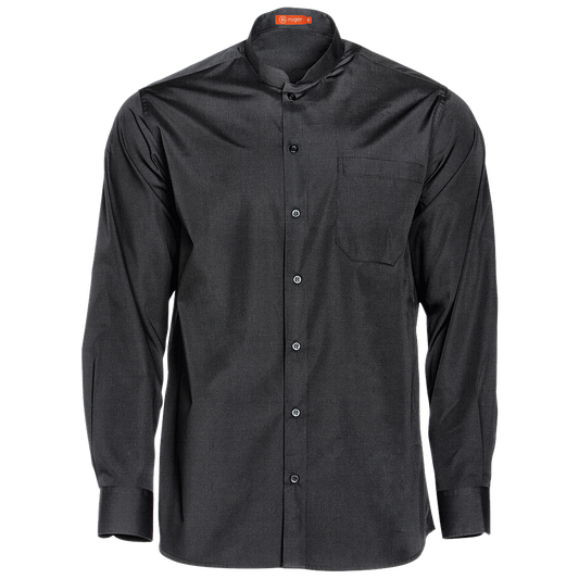 921141-07 - CAMISA HOMBRE CUELLO MAO MANGA LARGA GABIN NEGRO