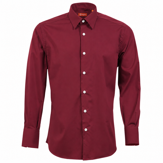 925139-09 - CAMISA HOMBRE CUELLO CAMISERO MANGA LARGA MILAN GRANATE