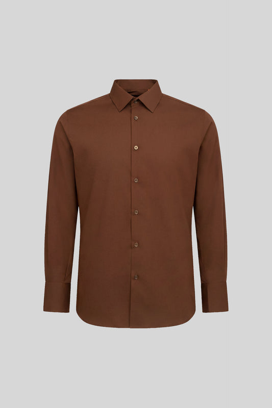 925139-22 - CAMISA HOMBRE CUELLO CAMISERO MANGA LARGA MILAN MARRÓN