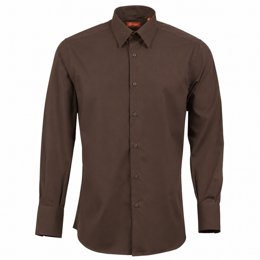 925139-22 - CAMISA HOMBRE CUELLO CAMISERO MANGA LARGA MILAN MARRÓN