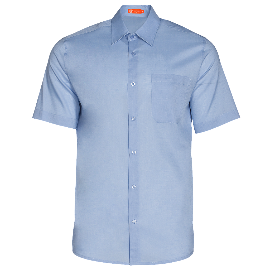 926144-19 - CAMISA HOMBRE CUELLO CAMISERO MANGA CORTA FLORIDA CELESTE