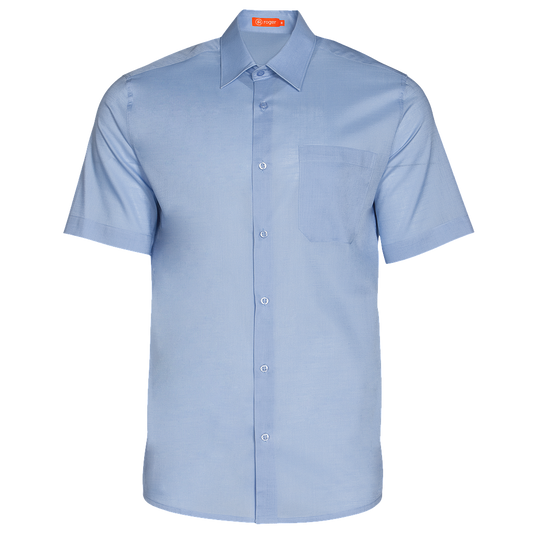 926144-19 - CAMISA HOMBRE CUELLO CAMISERO MANGA CORTA FLORIDA CELESTE