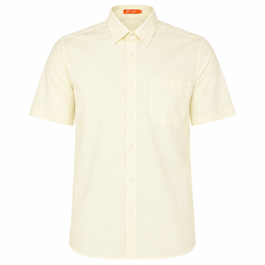 926144-34 - CAMISA HOMBRE CUELLO CAMISERO MANGA CORTA FLORIDA CREMA