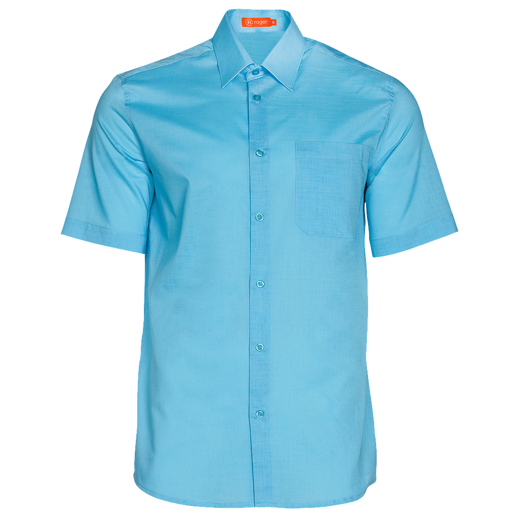 926144-39 - CAMISA HOMBRE CUELLO CAMISERO MANGA CORTA FLORIDA TURQUESA