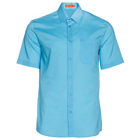 926144-39 - CAMISA HOMBRE CUELLO CAMISERO MANGA CORTA FLORIDA TURQUESA