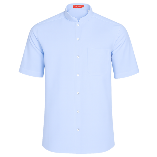 927138-19 - CAMISA HOMBRE CUELLO MAO MANGA CORTA NOBRE CELESTE