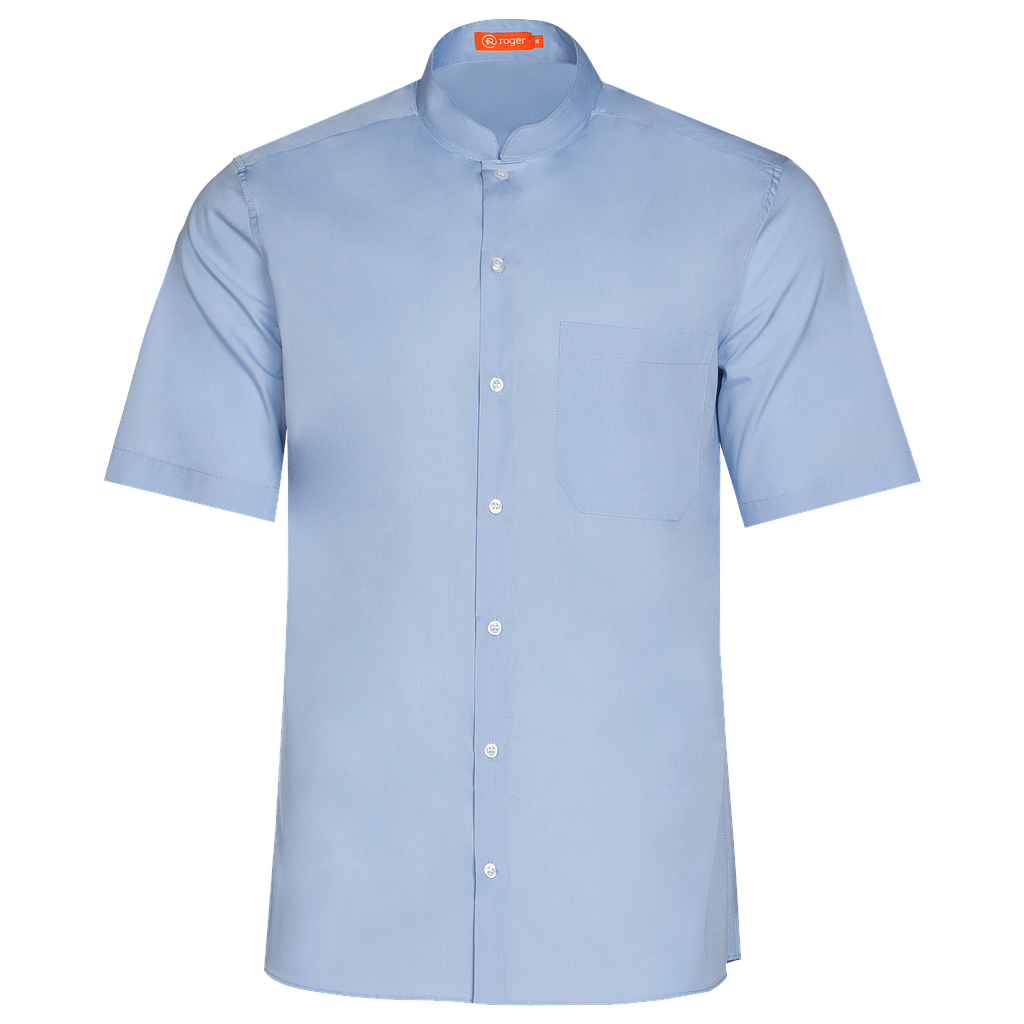 927141-19 - CAMISA HOMBRE CUELLO MAO MANGA CORTA GABIN CELESTE