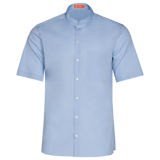927141-19 - CAMISA HOMBRE CUELLO MAO MANGA CORTA GABIN CELESTE