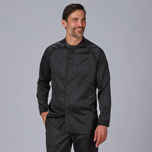 930034-001 - CHAQUETA COCINA UNISEX MANGA RANGLAN RUBIO NEGRO
