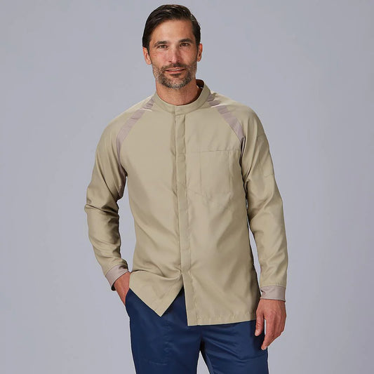 930034-110 - CHAQUETA COCINA UNISEX MANGA RANGLAN RUBIO BEIGE