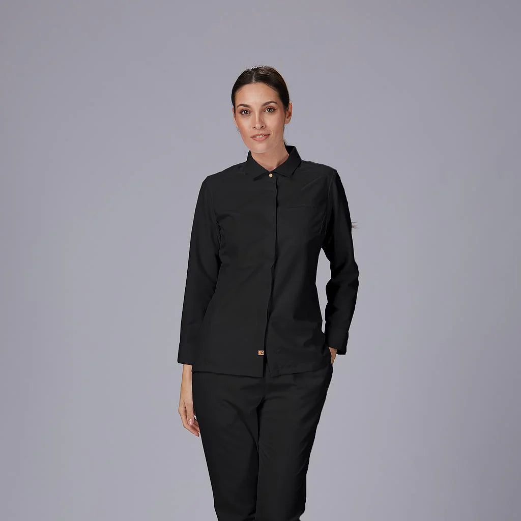 930048-001 - CHAQUETA COCINA MUJER C/ITALIANO MORAL NEGRO