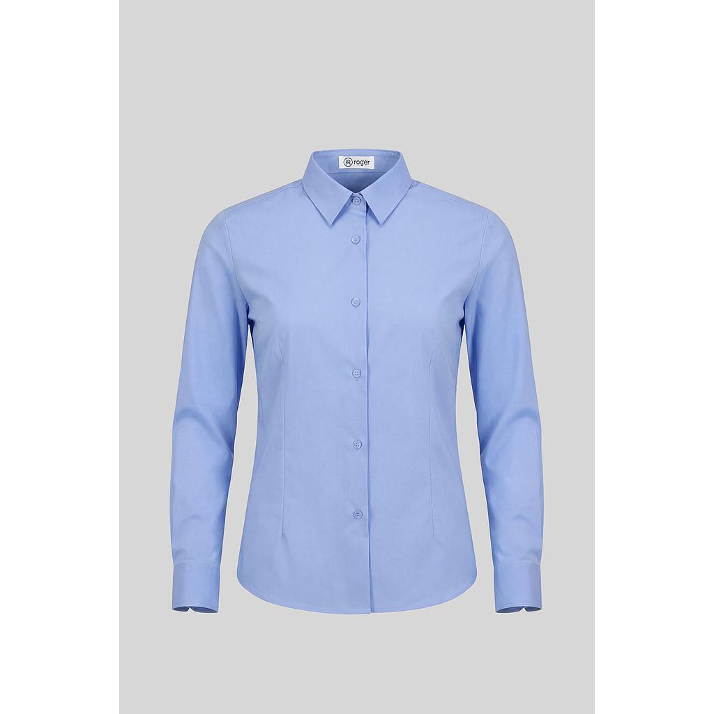 931137-19 - CAMISA MUJER CUELLO CAMISERO MANGA LARGA DAYTONA CELESTE