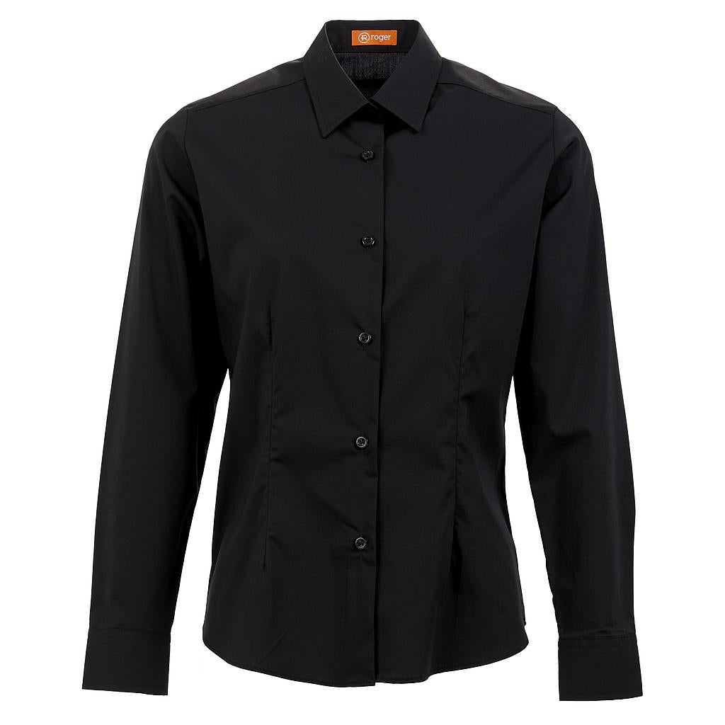931139-07 - CAMISA MUJER CUELLO CAMISERO MANGA LARGA VIENA NEGRO