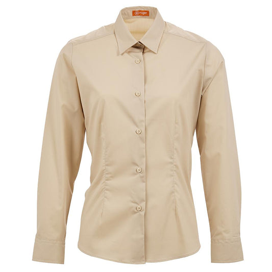 931139-15 - CAMISA MUJER CUELLO CAMISERO MANGA LARGA VIENA BEIGE