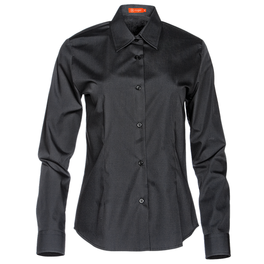931141-07 - CAMISA MUJER CUELLO CAMISERO MANGA LARGA DELON NEGRO