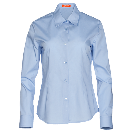 931141-19 - CAMISA MUJER CUELLO CAMISERO MANGA LARGA DELON CELESTE