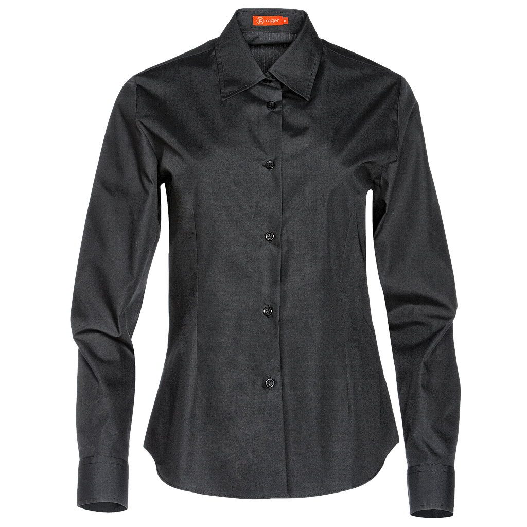 931144-07 - CAMISA MUJER CUELLO CAMISERO MANGA LARGA FLORIDA NEGRO
