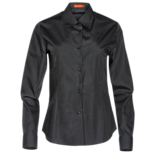 931144-07 - CAMISA MUJER CUELLO CAMISERO MANGA LARGA FLORIDA NEGRO