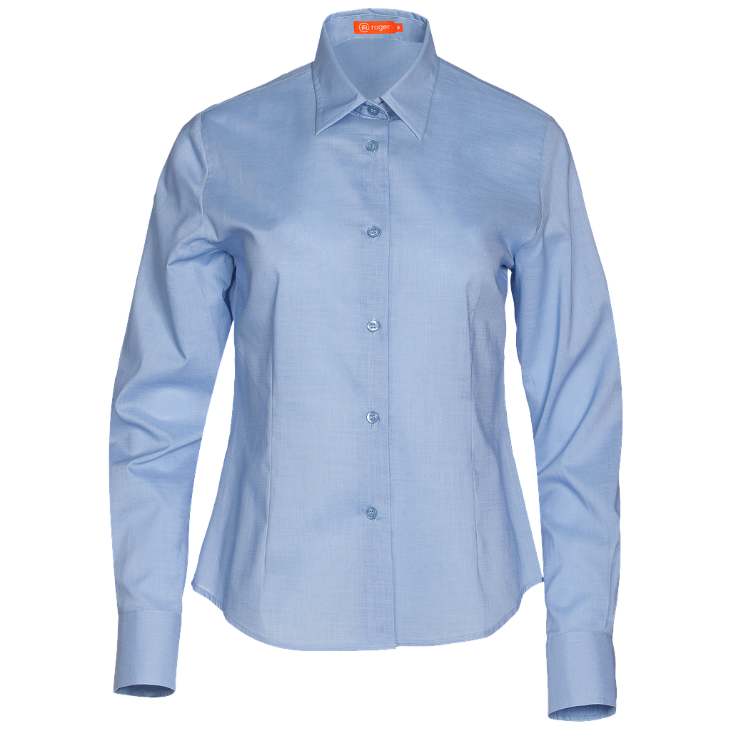 931144-19 - CAMISA MUJER CUELLO CAMISERO MANGA LARGA FLORIDA CELESTE