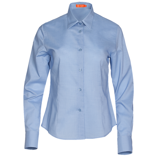 931144-19 - CAMISA MUJER CUELLO CAMISERO MANGA LARGA FLORIDA CELESTE