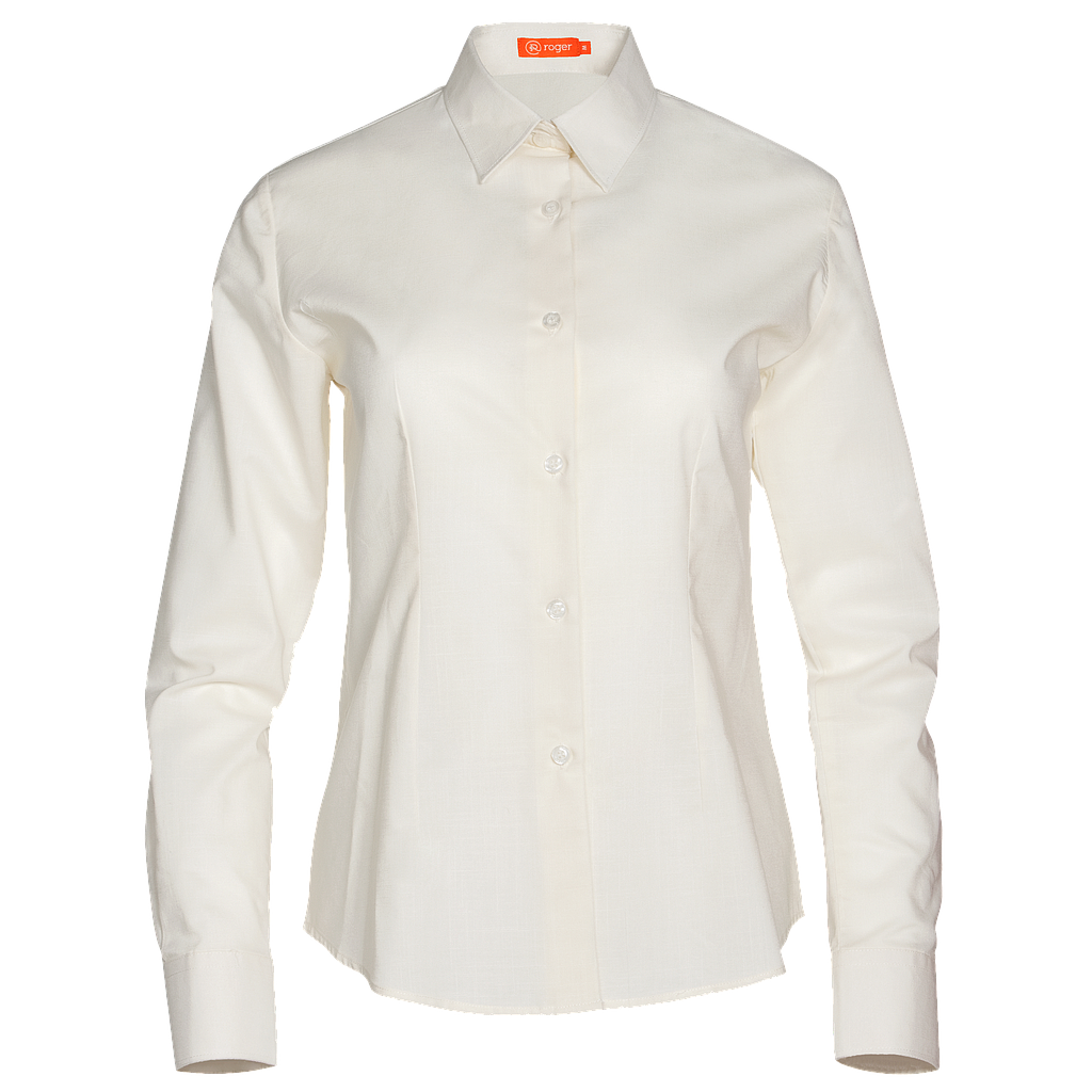 931144-34 - CAMISA MUJER CUELLO CAMISERO MANGA LARGA FLORIDA CREMA