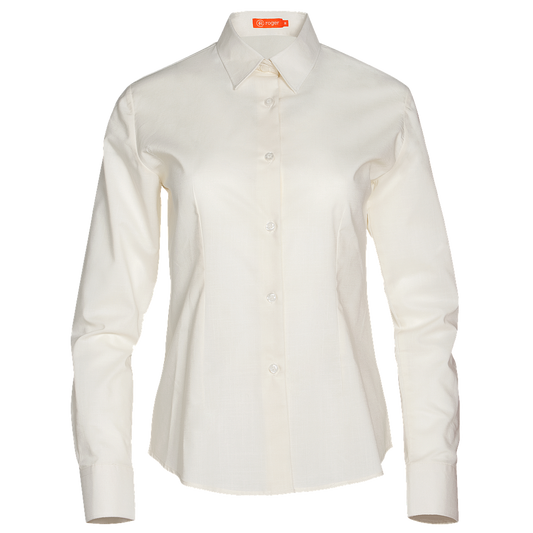 931144-34 - CAMISA MUJER CUELLO CAMISERO MANGA LARGA FLORIDA CREMA