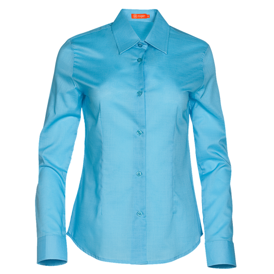 931144-39 - CAMISA MUJER CUELLO CAMISERO MANGA LARGA FLORIDA TURQUESA