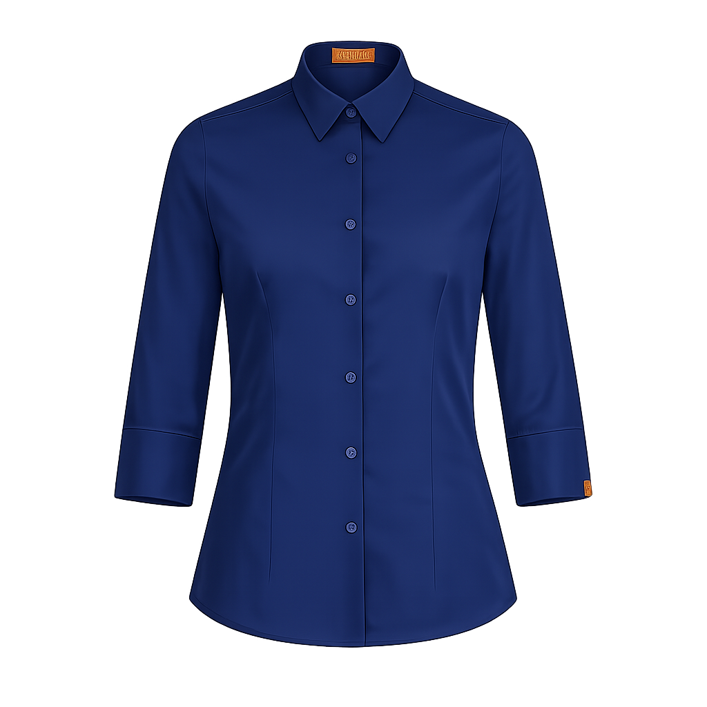 932138-04 - CAMISA MUJER CUELLO CAMISERO MANGA 3/4 ALAMEDA MARINO